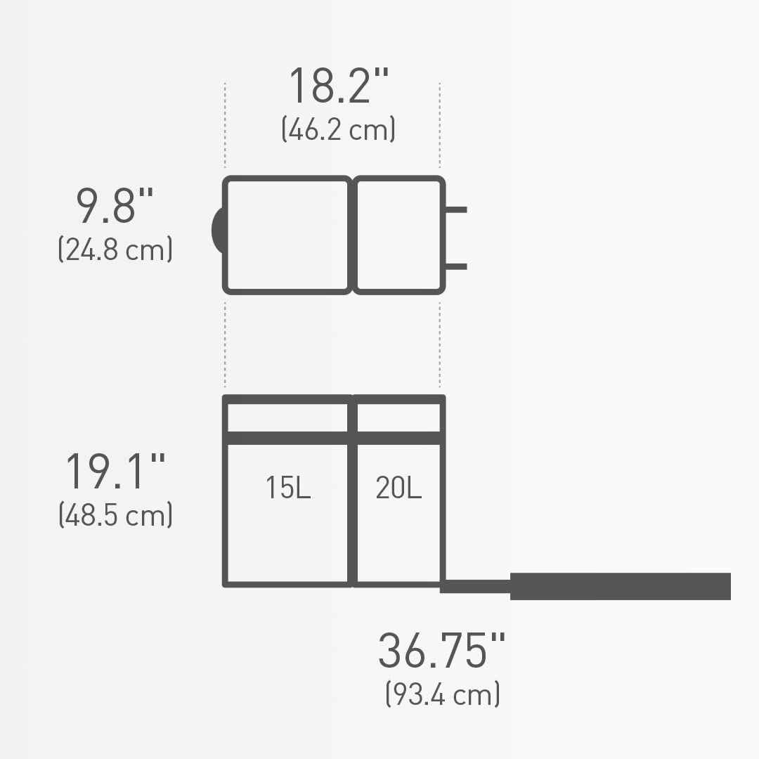 simplehuman 35 Liter / 9.3 Gallon Dual Compartment Under Counter Kitchen Cabinet Pull-Out Recycling Bin and Trash Can, Chrome - Image 7