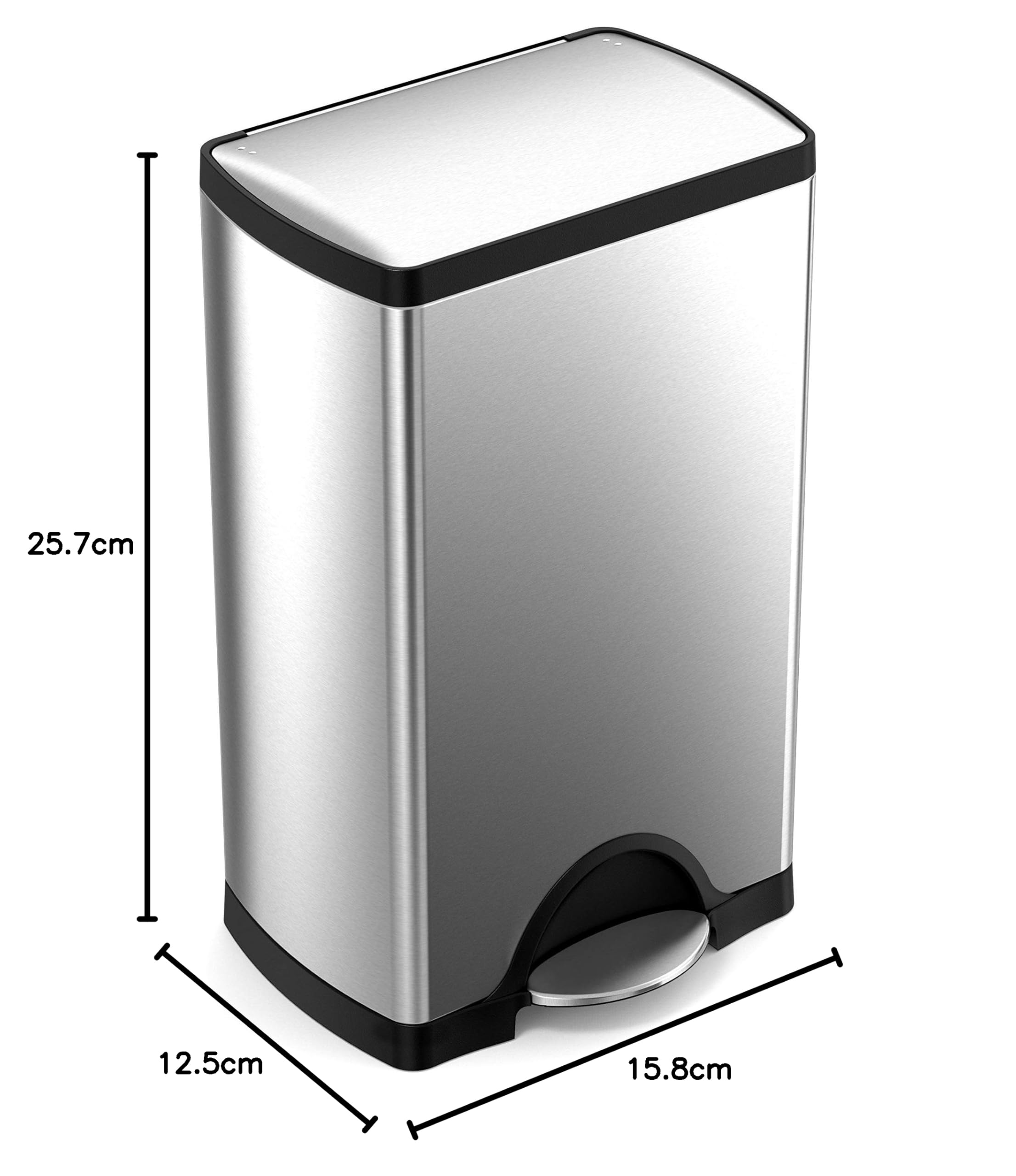 simplehuman 38 Liter / 10 Gallon Rectangular Kitchen Step Trash Can, Brushed Stainless Steel - Image 8
