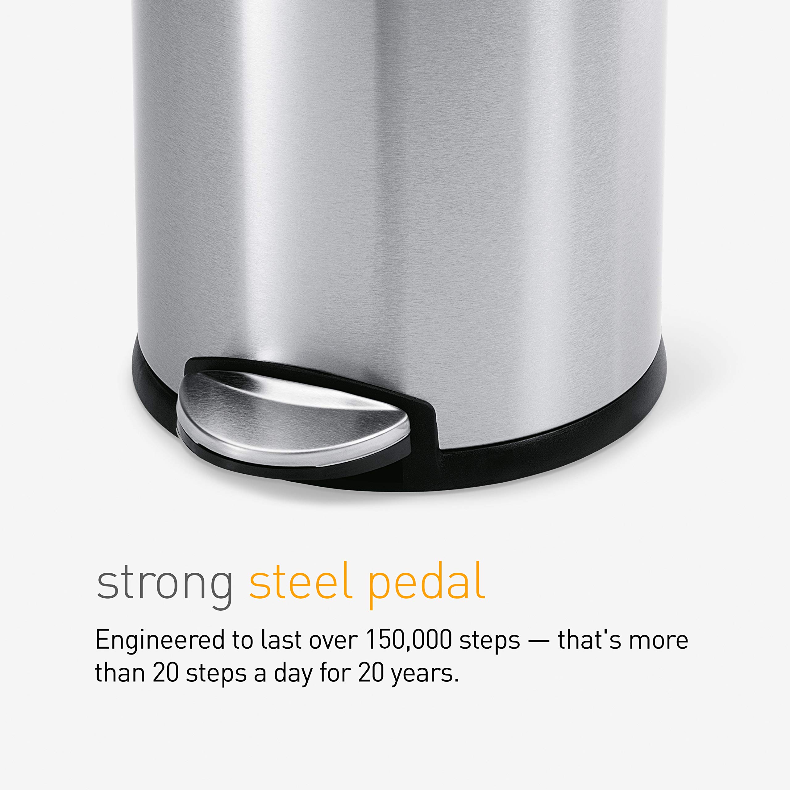 simplehuman 4.5 Liter Bathroom Trash Can, White Steel - Image 4