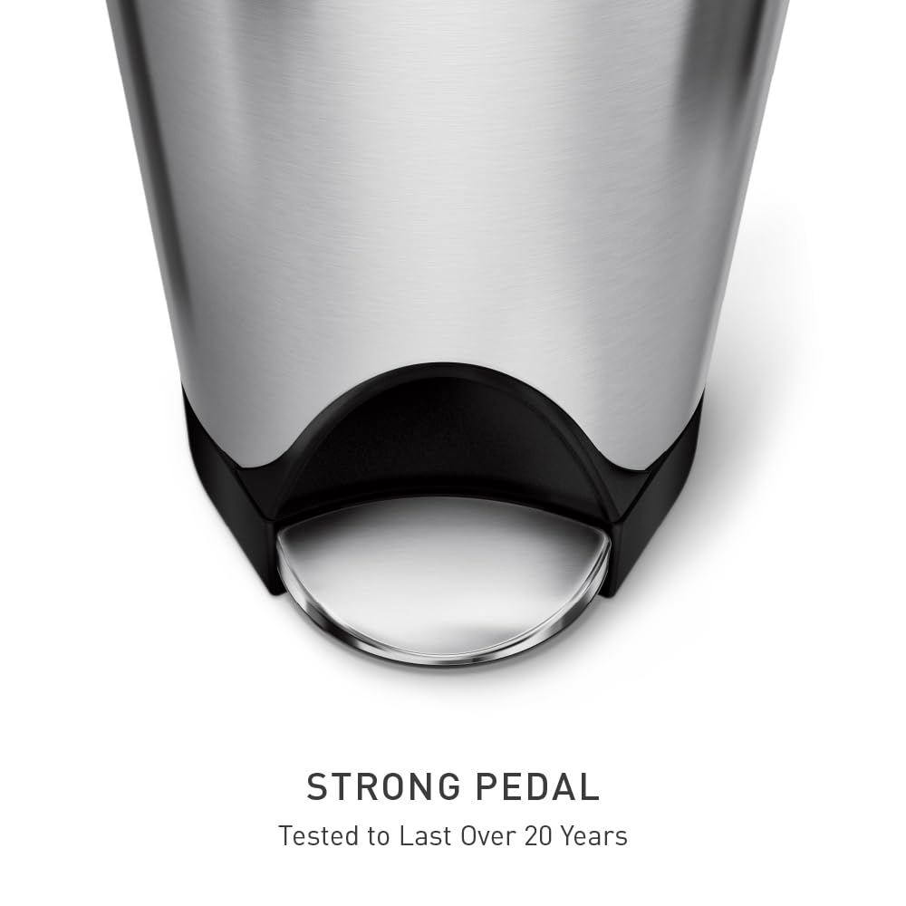 simplehuman 45 Liter / 11.9 Gallon Butterfly Lid Kitchen Step Trash Can, Brushed Stainless Steel - Image 5