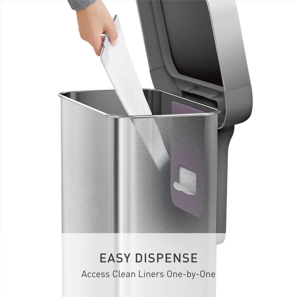 simplehuman 45 Liter / 12 Gallon Rectangular Hands-Free Kitchen Step Trash Can with Soft-Close Lid, Brushed Stainless Steel with Stainless Steel Lid - Image 5