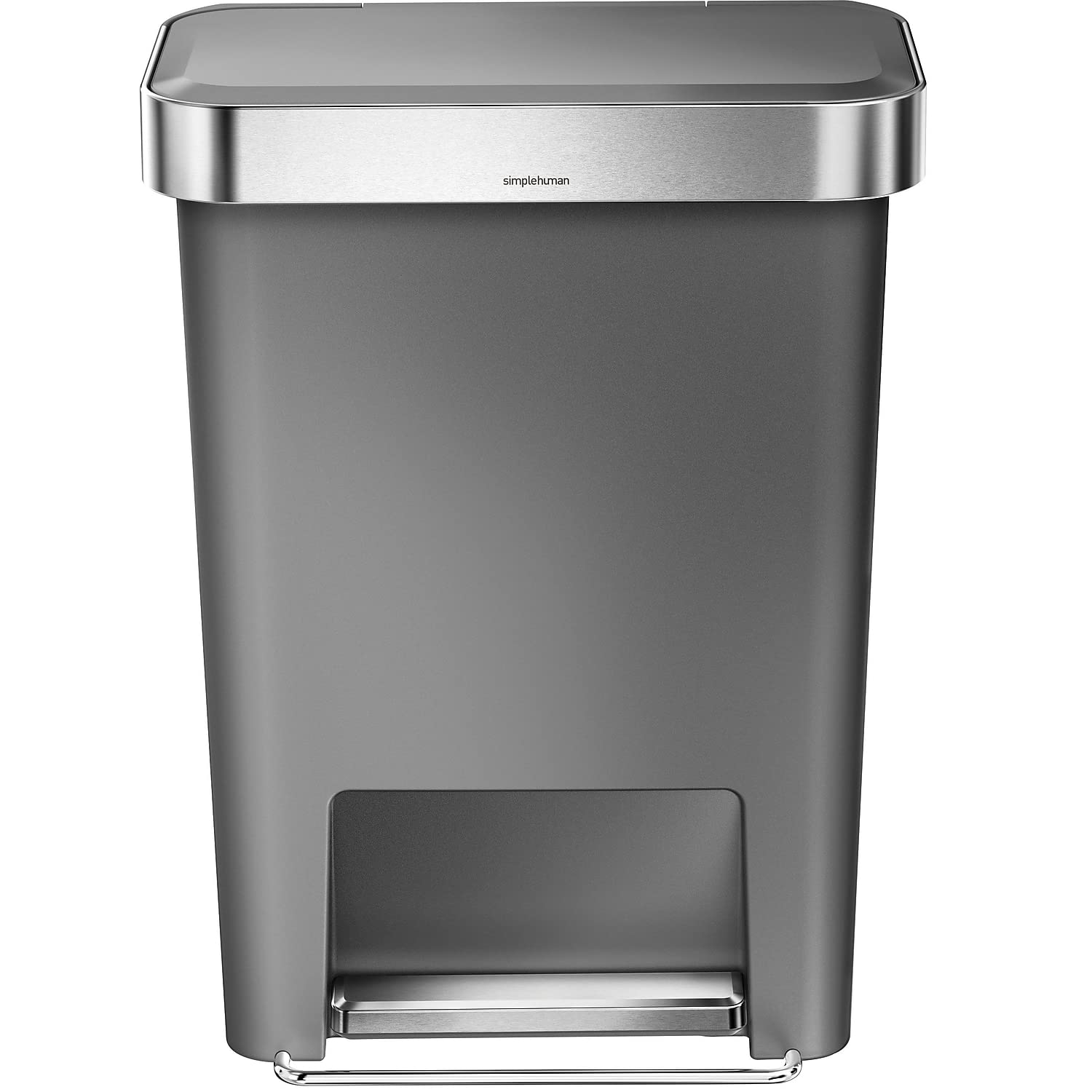 simplehuman 45 Liter / 12 Gallon Rectangular Kitchen Step Trash Can with Soft-Close Lid, Grey Plastic - Image 4