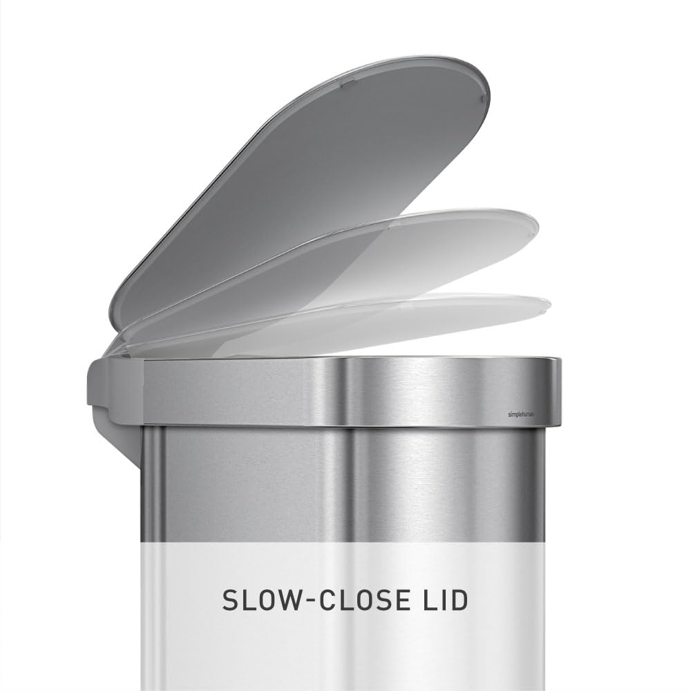 simplehuman 45 Liter / 12 Gallon Slim Hands-Free Kitchen Step Trash Can, Brushed Stainless Steel - Image 5