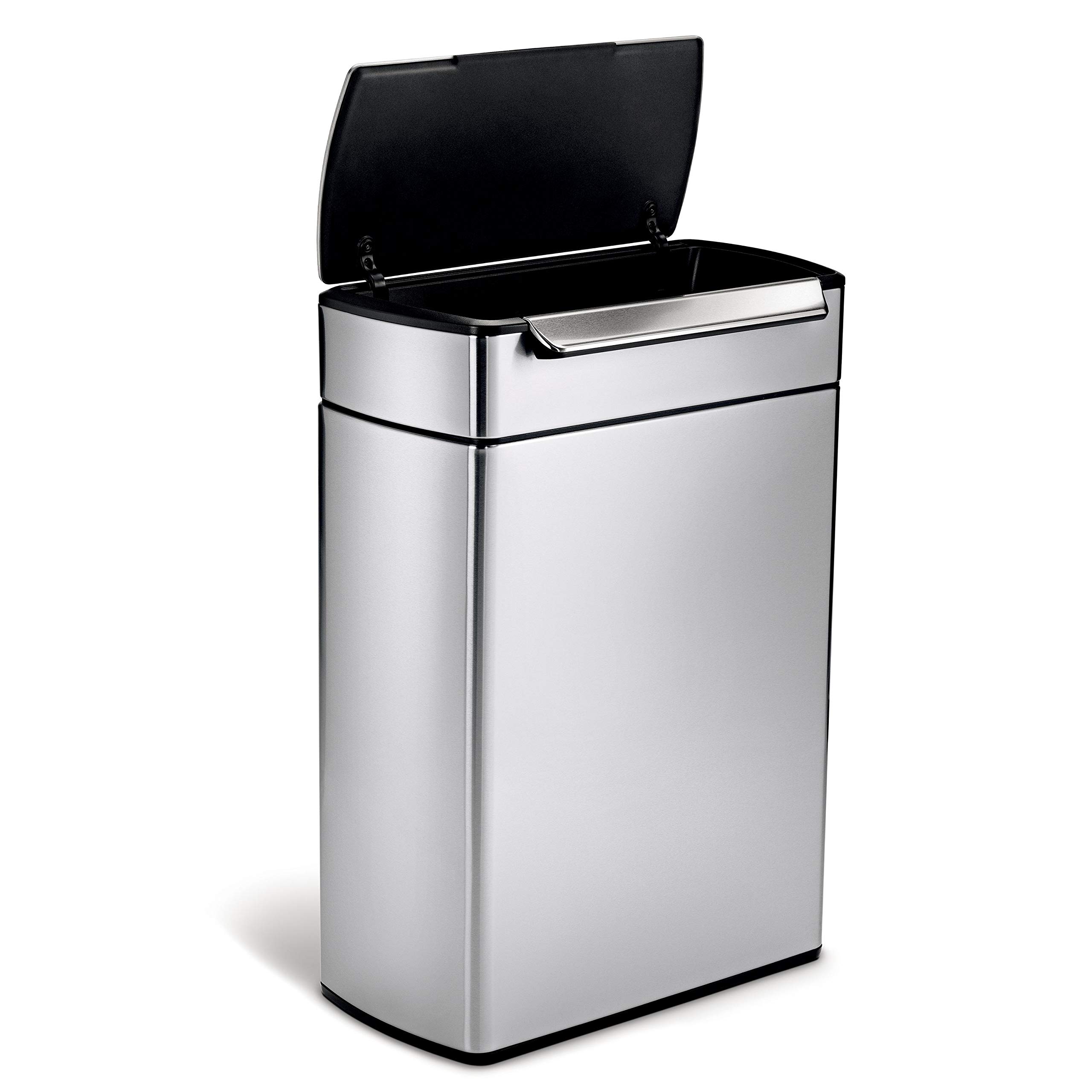 simplehuman 48 Liter / 12.7 Gallon Touch-Bar Dual Compartment Kitchen Recycling Trash Can, Brushed Stainless Steel - Image 4