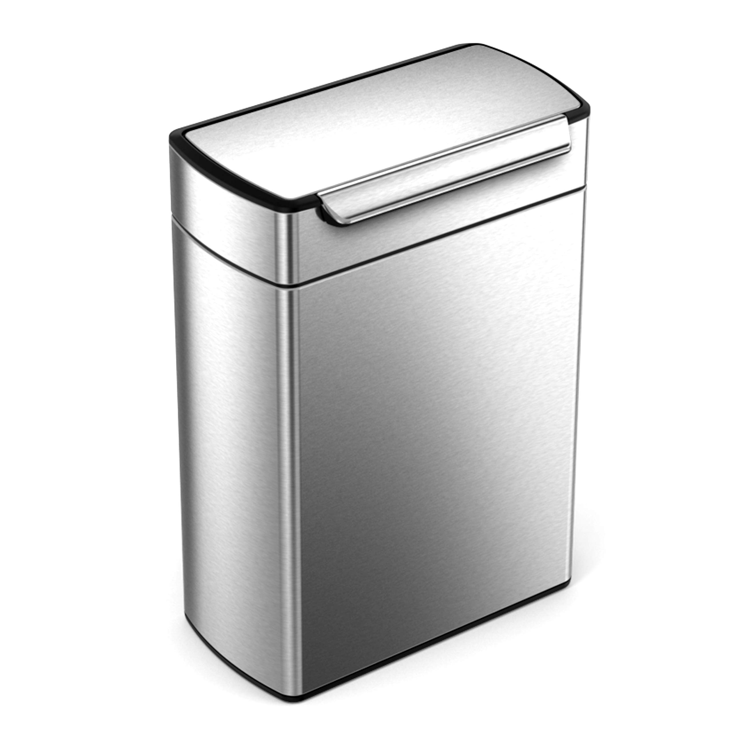simplehuman 48 Liter / 12.7 Gallon Touch-Bar Dual Compartment Kitchen Recycling Trash Can, Brushed Stainless Steel - Image 5