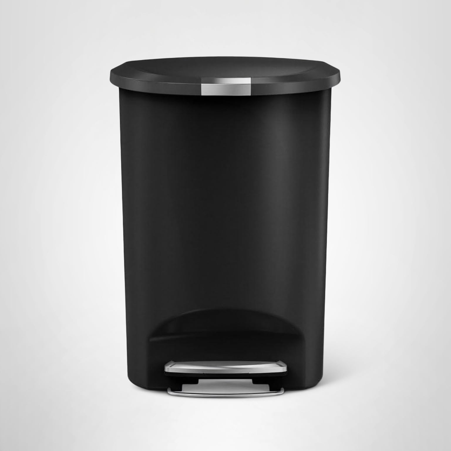 simplehuman 50 Liter / 13 Gallon Semi-Round Kitchen Step Trash Can with Secure Slide Lock, Black Plastic - Image 7