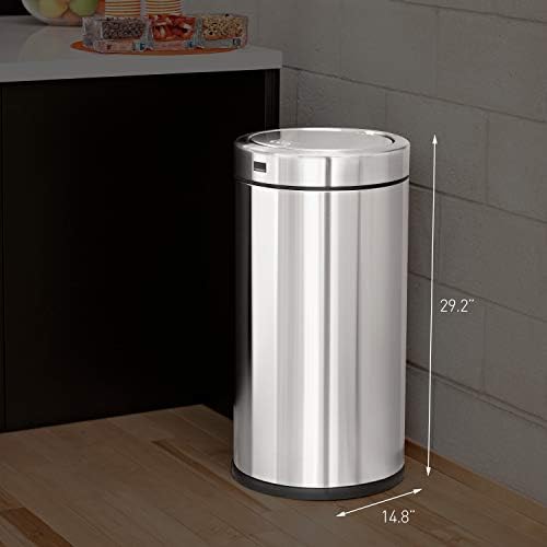 simplehuman 55 Liter / 14.5 Gallon Commercial Swing Top Trash Can, ADA-Compliant, 11-20 Gallons, Brushed Stainless Steel - Image 3