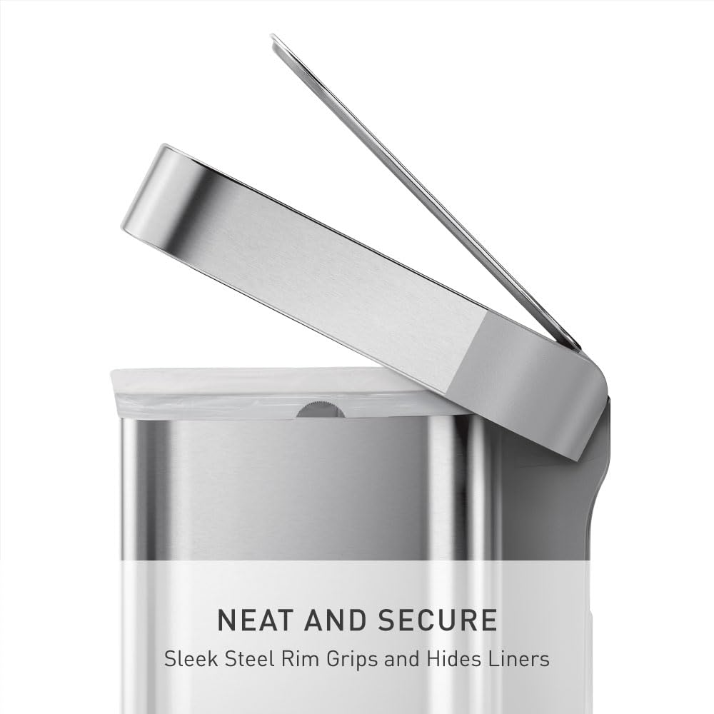 simplehuman 58 Liter / 15.3 Gallon Rectangular Hands-Free Dual Compartment Recycling Kitchen Step Trash Can with Soft-Close Lid, Brushed Stainless Steel - Image 3
