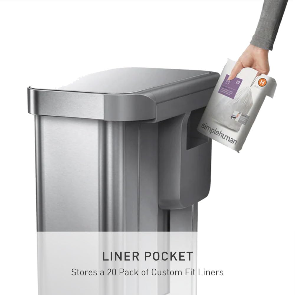 simplehuman 58 Liter / 15.3 Gallon Rectangular Hands-Free Dual Compartment Recycling Kitchen Step Trash Can with Soft-Close Lid, Brushed Stainless Steel - Image 4