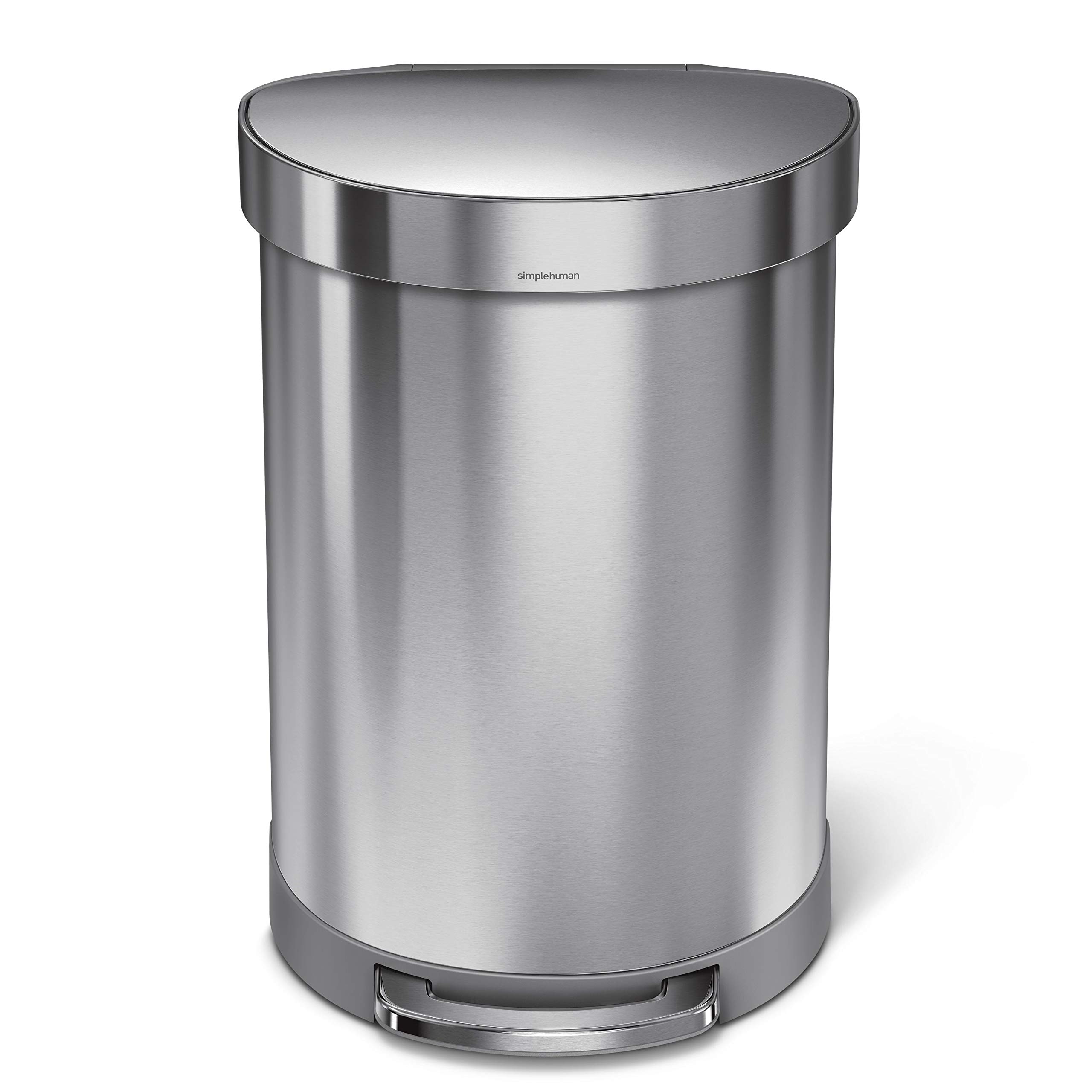 simplehuman 60 Liter Semi-Round Hands-Free Kitchen Step Stainless Steel Trash Can with Soft-Close Lid, Brushed - Image 3