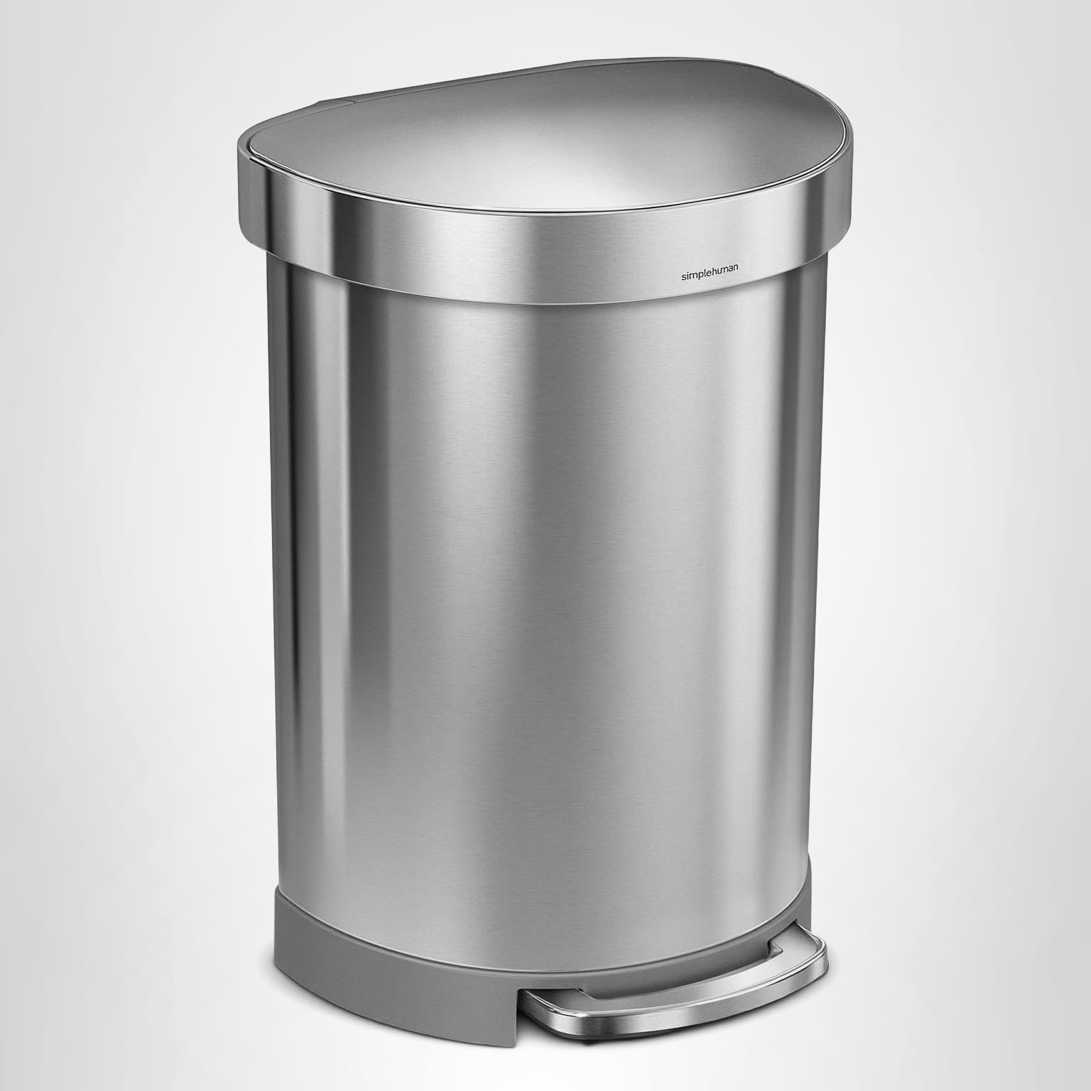 simplehuman 60 Liter Semi-Round Hands-Free Kitchen Step Stainless Steel Trash Can with Soft-Close Lid, Brushed - Image 7