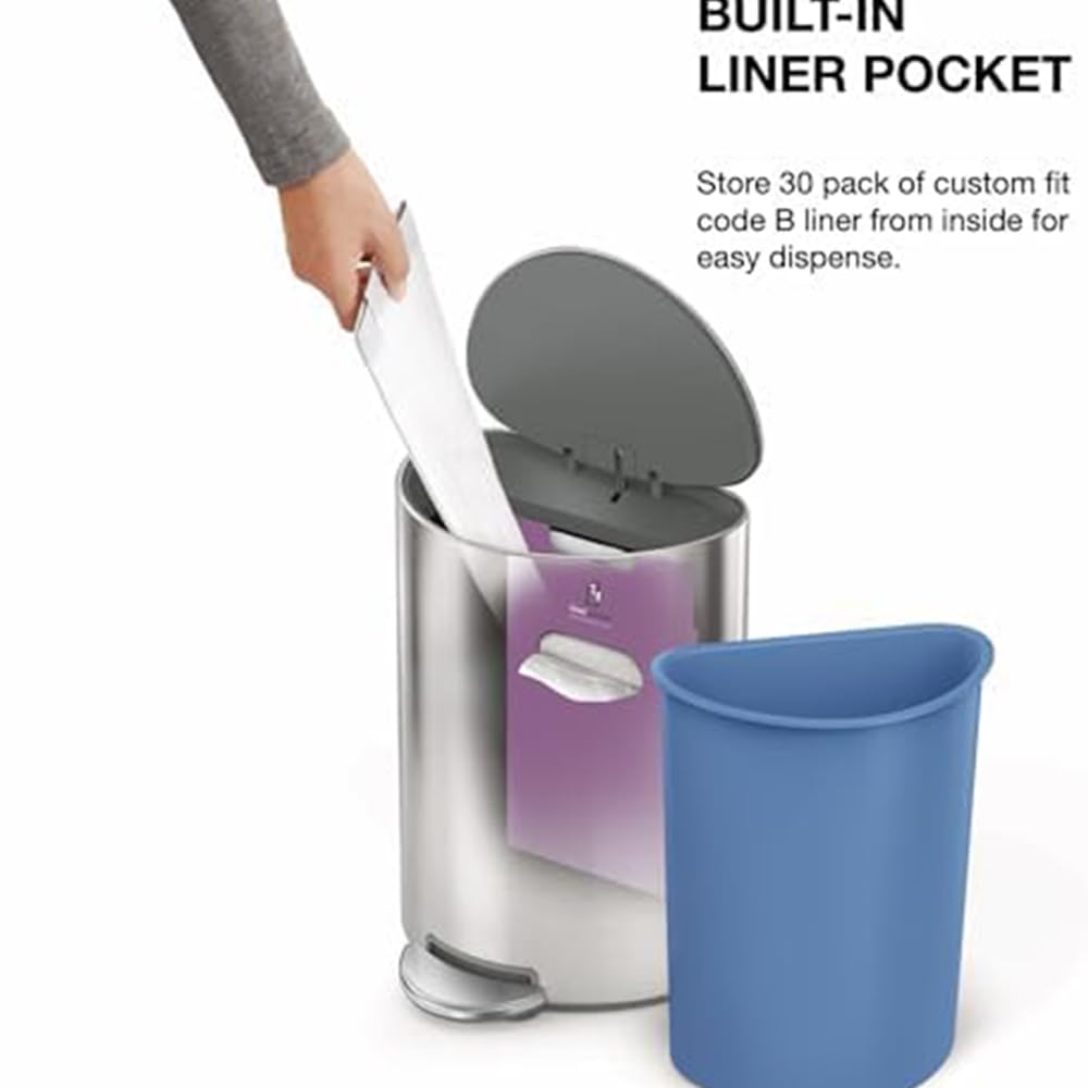 simplehuman 6L semi-Round Step can, Brushed Stainless Steel - Image 6