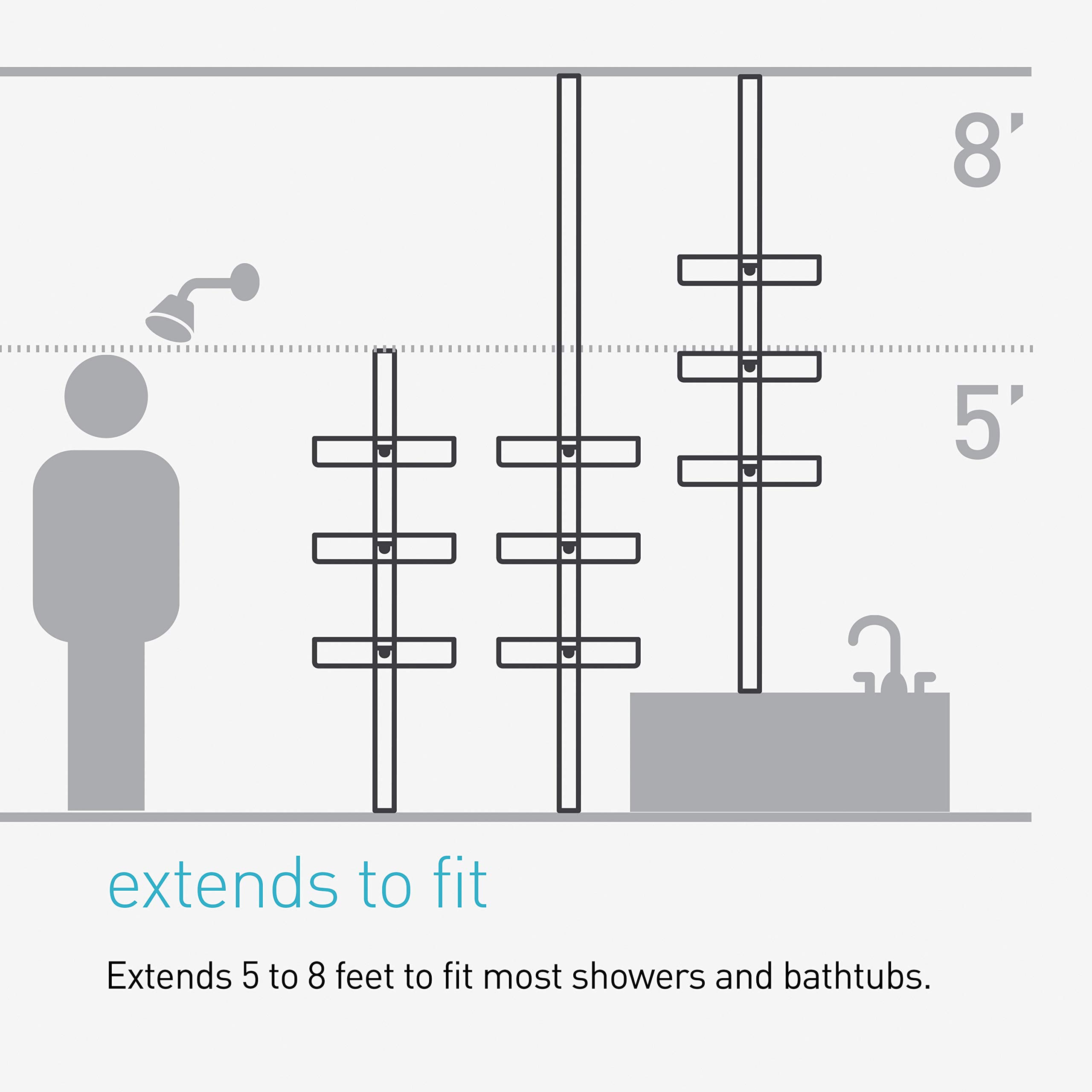 simplehuman 8' Tension Pole Shower Caddy, Stainless Steel and Anodized Aluminum - Image 5