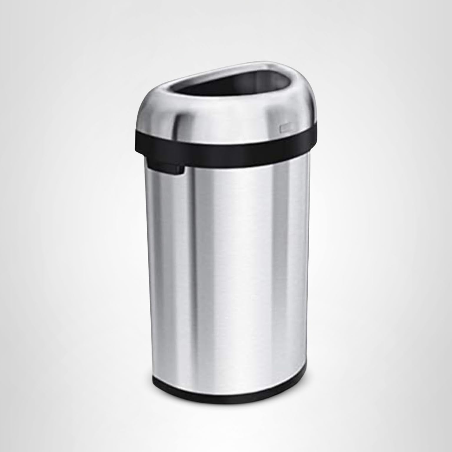 simplehuman 80 Liter / 21.1 Gallon Extra Large Semi-Round Open Top Trash Can Commercial Grade Heavy Gauge Brushed Stainless Steel, ADA-Compliant - Image 5