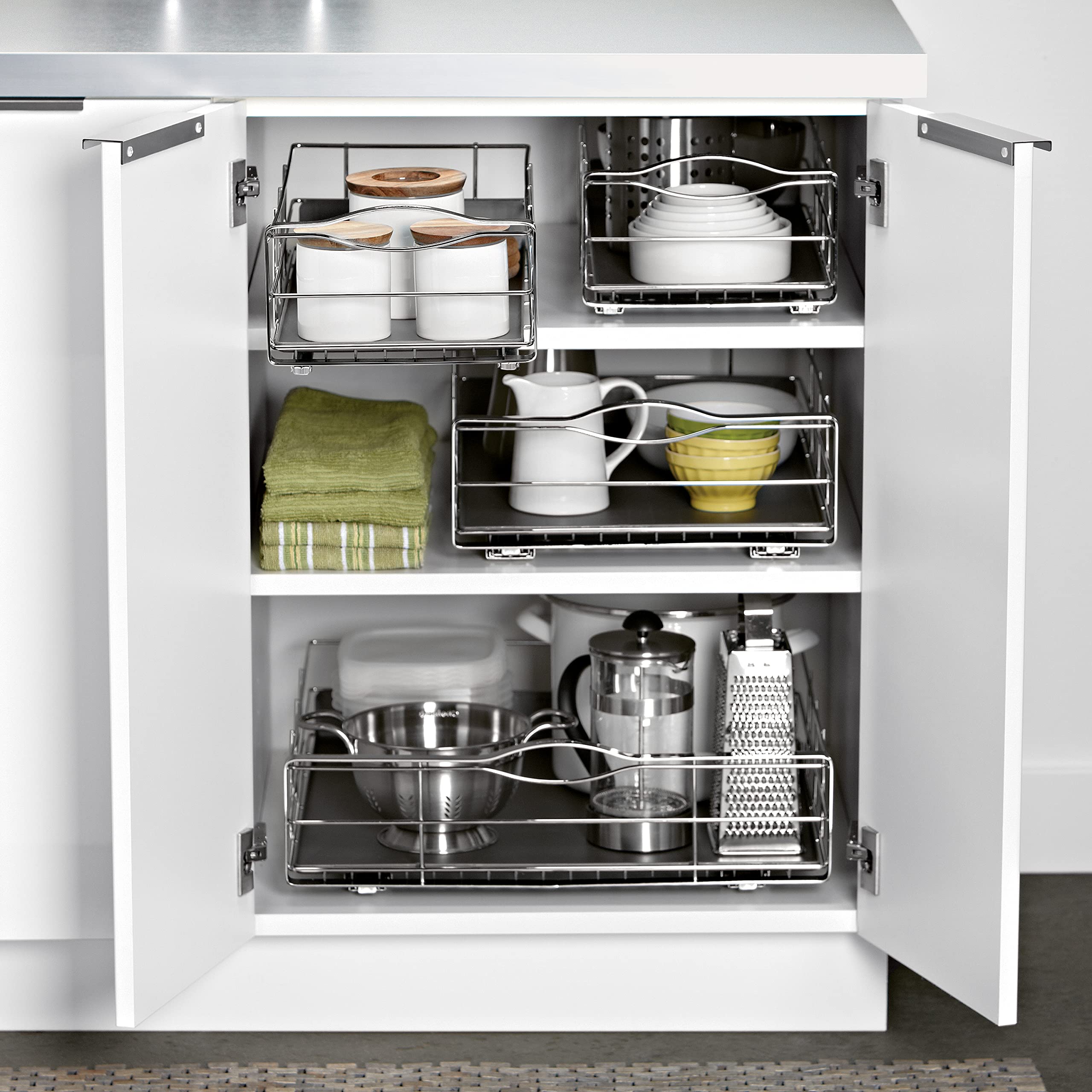 simplehuman 9 inch Pull-Out Cabinet Organizer, Heavy-Gauge Steel Frame - Image 4