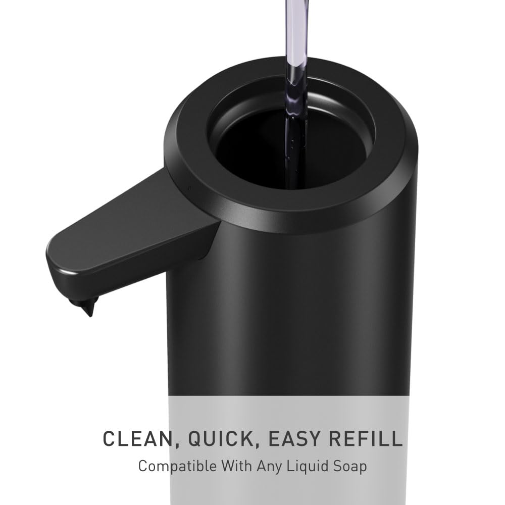 simplehuman 9 oz. Touch-Free Automatic Rechargeable Sensor Pump, Matte Black Stainless Steel, New - Image 4
