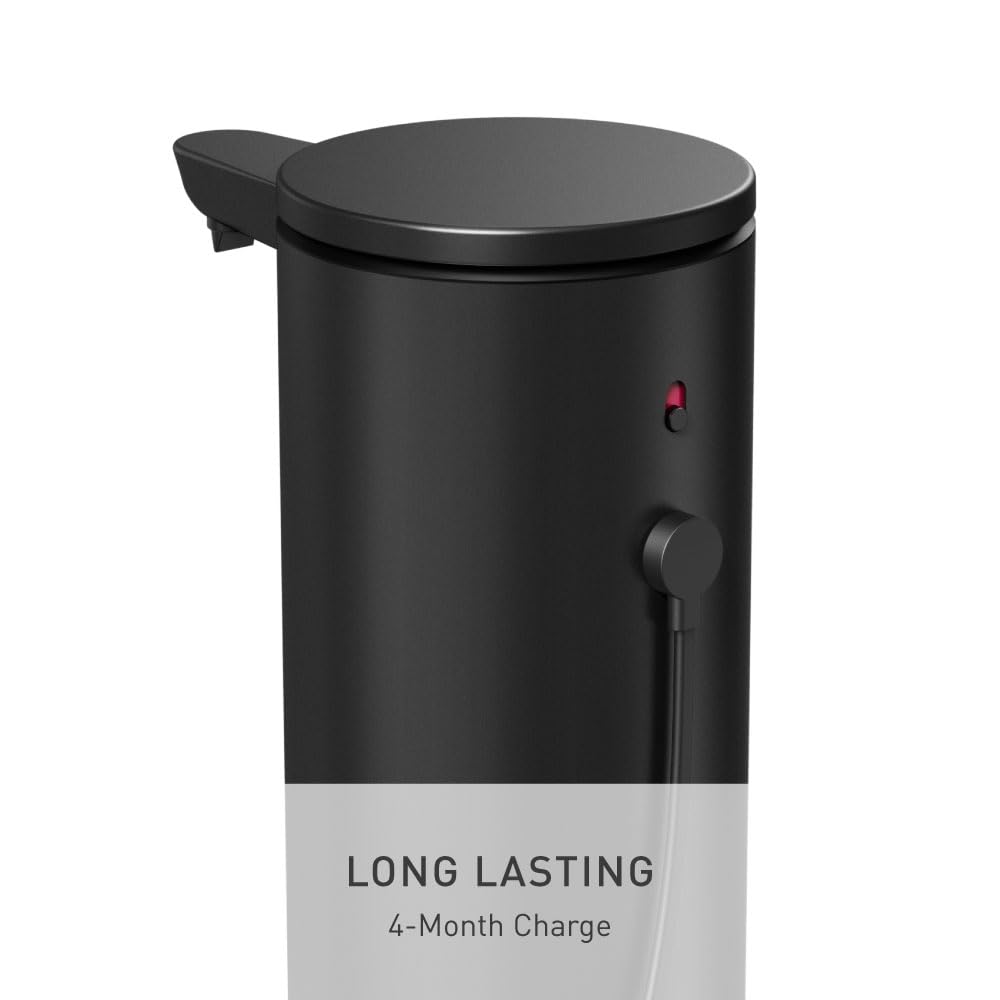 simplehuman 9 oz. Touch-Free Automatic Rechargeable Sensor Pump, Matte Black Stainless Steel, New - Image 5
