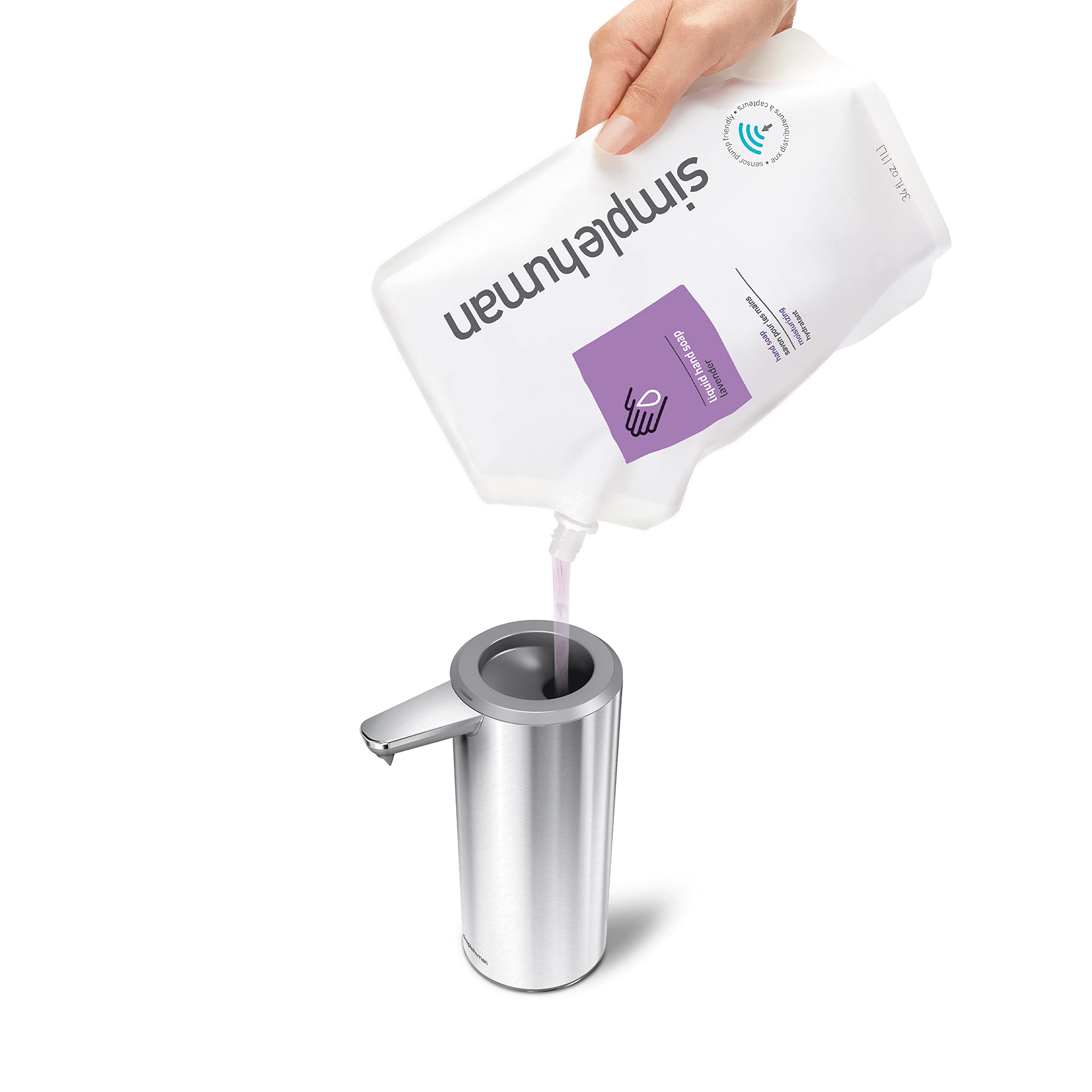 simplehuman 9 oz. Touch-Free Rechargeable Sensor Liquid Soap Pump Dispenser, Brushed Stainless Steel - Image 5