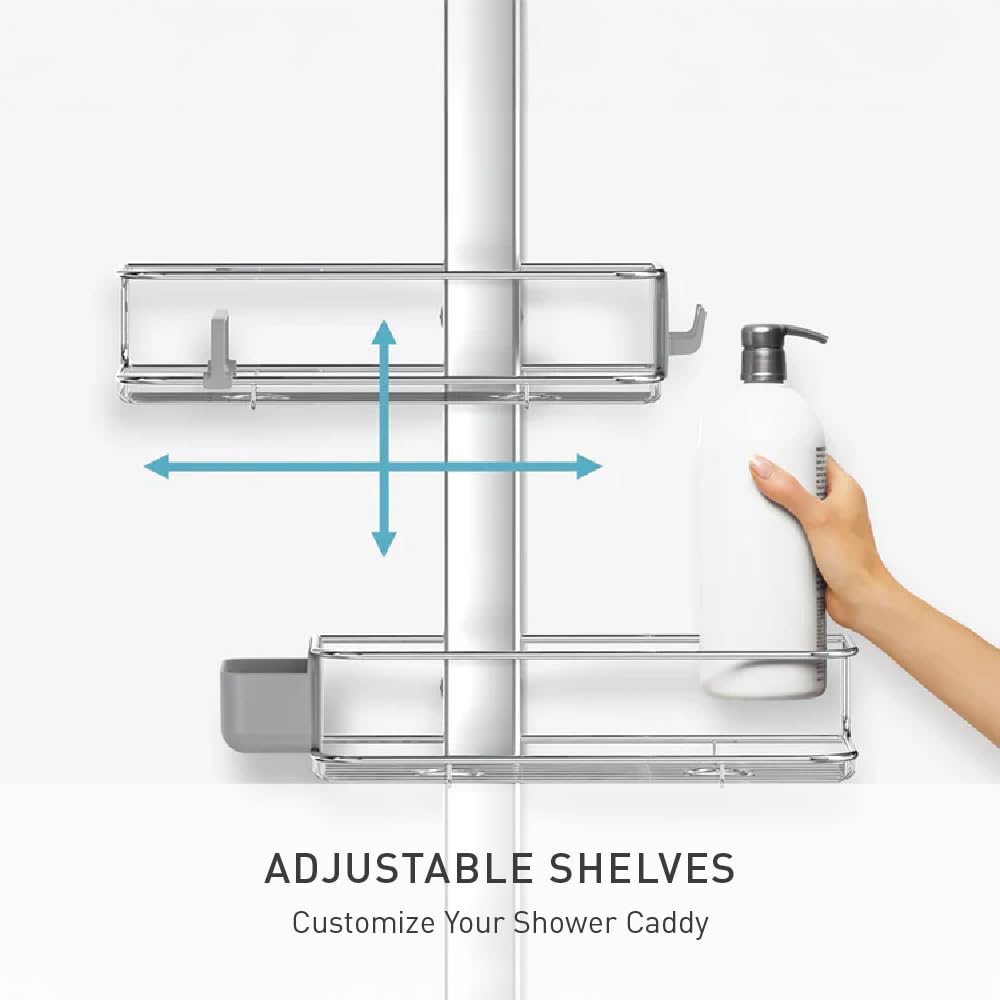 simplehuman Adjustable Shower Caddy, Stainless Steel and Anodized Aluminum - Image 4