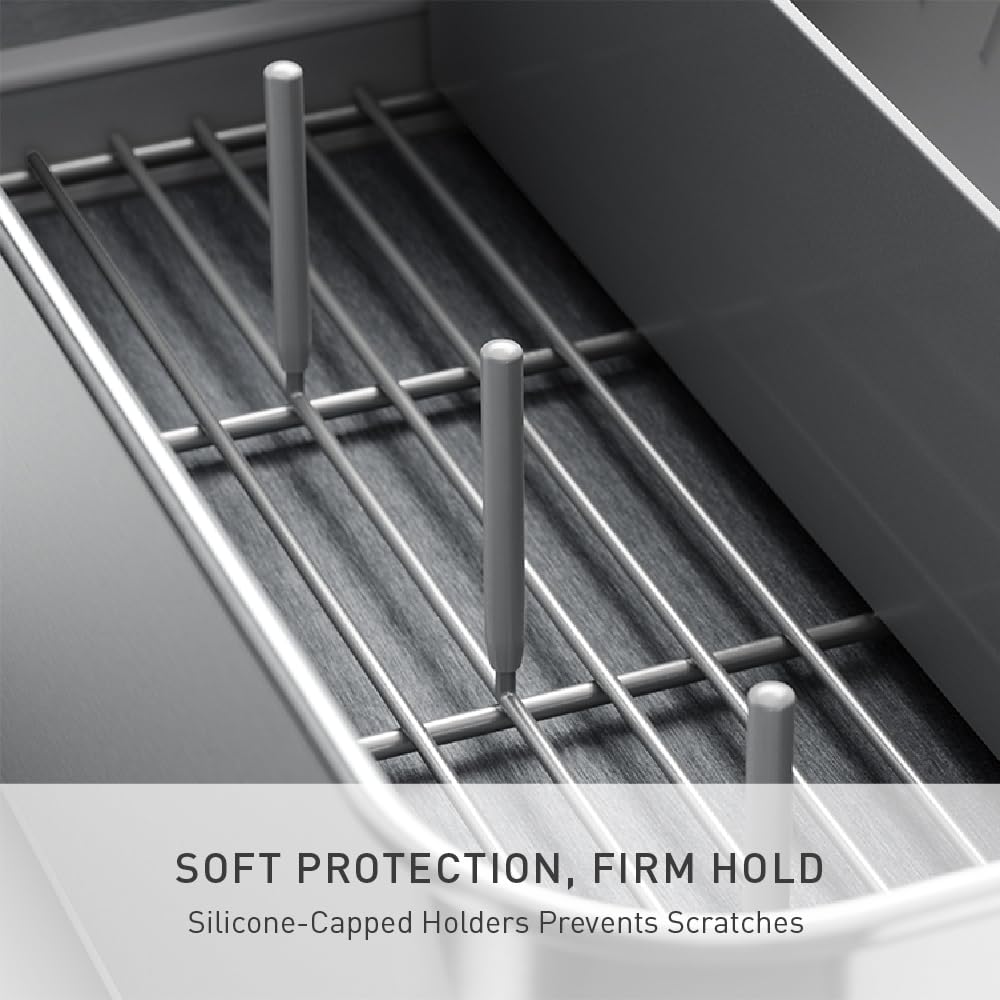 simplehuman Bottle Dock, Steel Frame Fast Drying Bottle Rack, Three-Compartment Organizer for Tumblers, Caps & Straws, Brushed Stainless Steel - Image 3