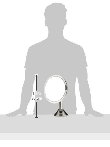 simplehuman, Brushed 8" Round Wall Mount Sensor Makeup Mirror, 5x Magnification, Hard-Wired (100-240v), Stainless Steel, 8" - Image 3