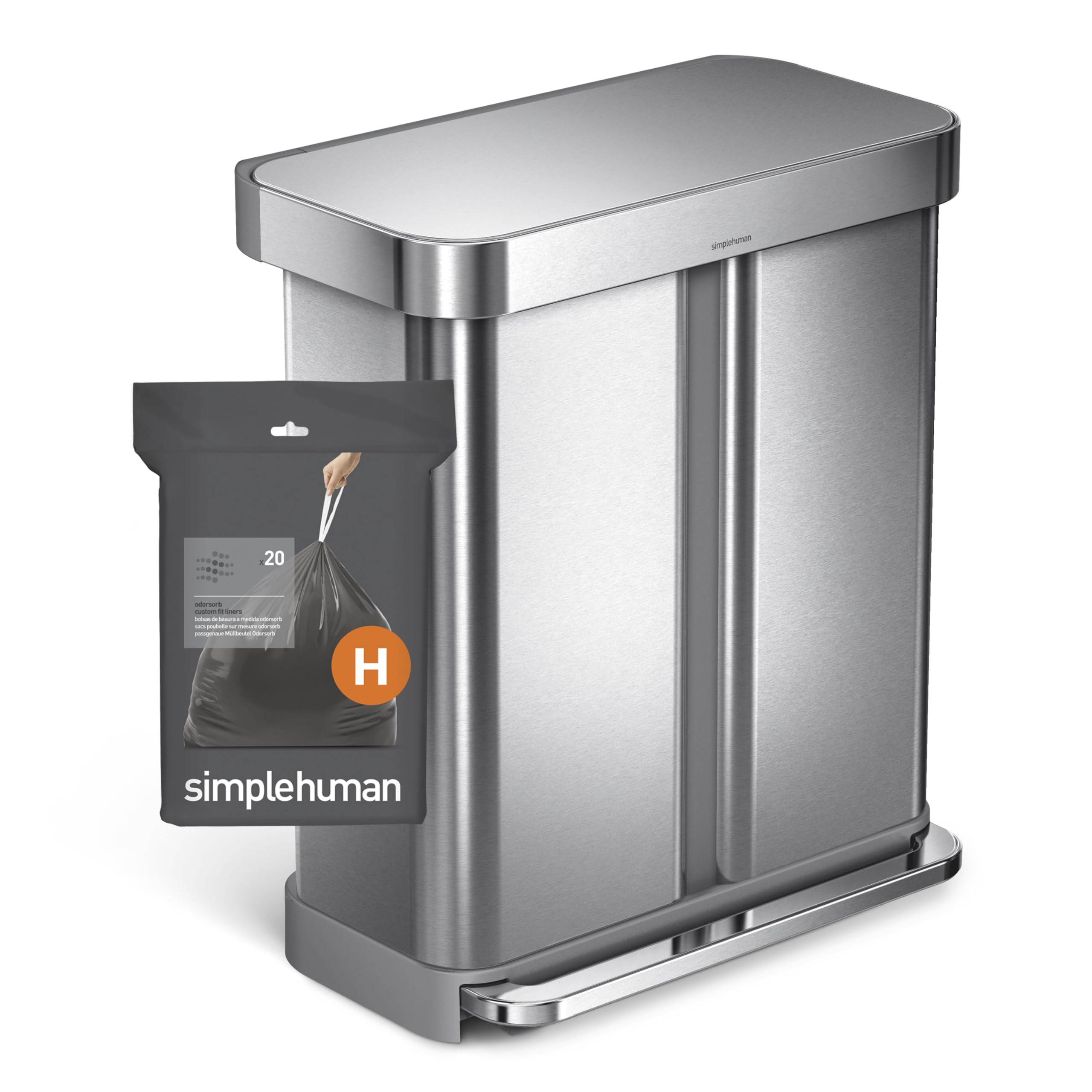 simplehuman Code H 100 Count Odorsorb Custom Fit Liners, Drawstring Odor Absorbing Trash Bags, One-by-One Mess-Free Dispense, Extra Thick & Double Seamed, 50% PCR Plastic, 30-35 Liter / 8-9 Gallon - Image 5
