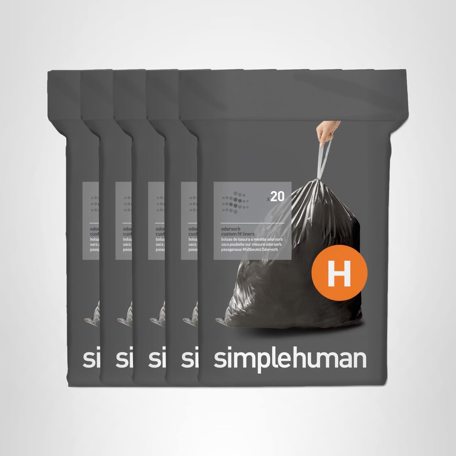 simplehuman Code H 100 Count Odorsorb Custom Fit Liners, Drawstring Odor Absorbing Trash Bags, One-by-One Mess-Free Dispense, Extra Thick & Double Seamed, 50% PCR Plastic, 30-35 Liter / 8-9 Gallon - Image 6