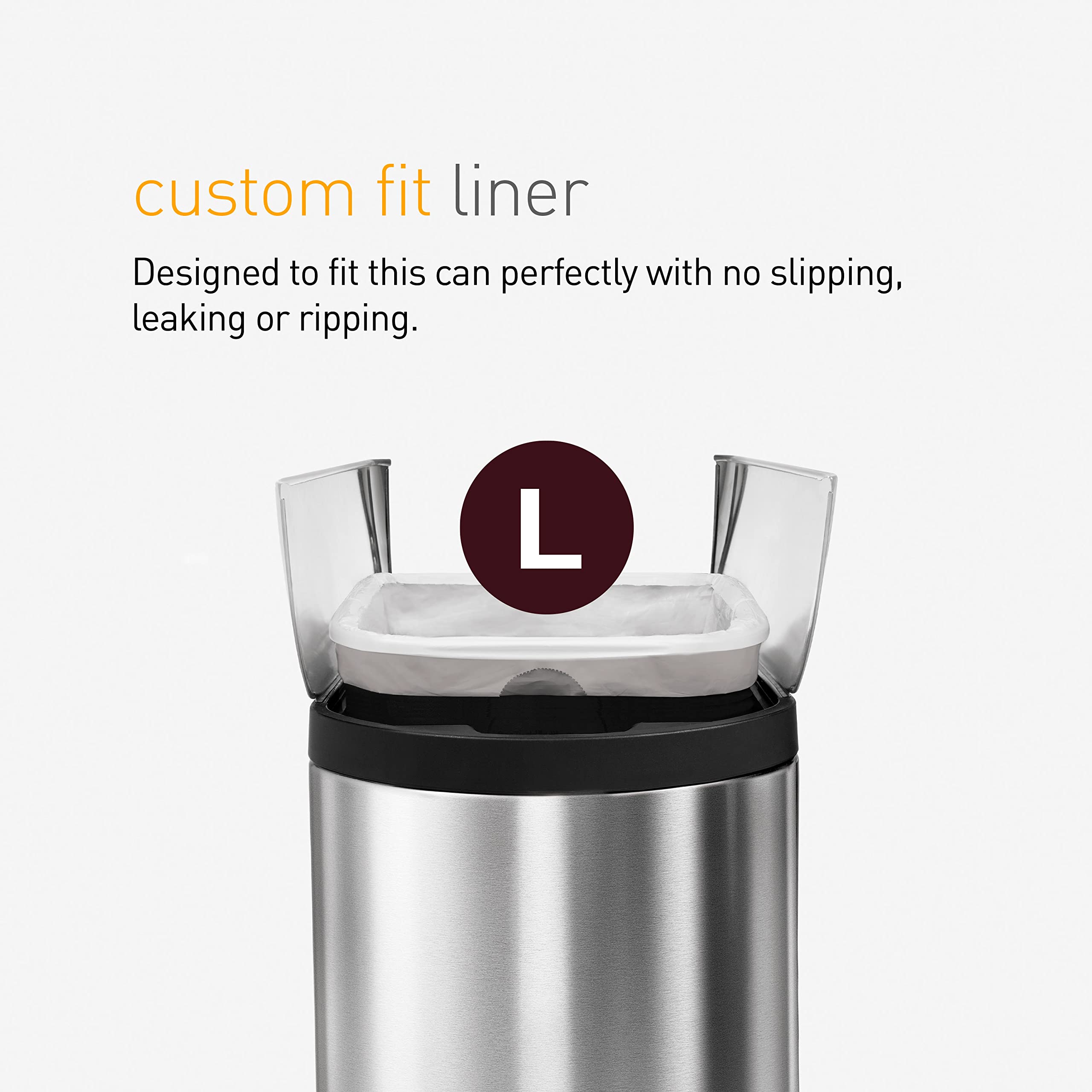 simplehuman Code L 100 Count, Dispenser Pack Custom Fit Liners, Drawstring Trash Bags, 18 Liter / 4.7 Gallon, White - Image 4
