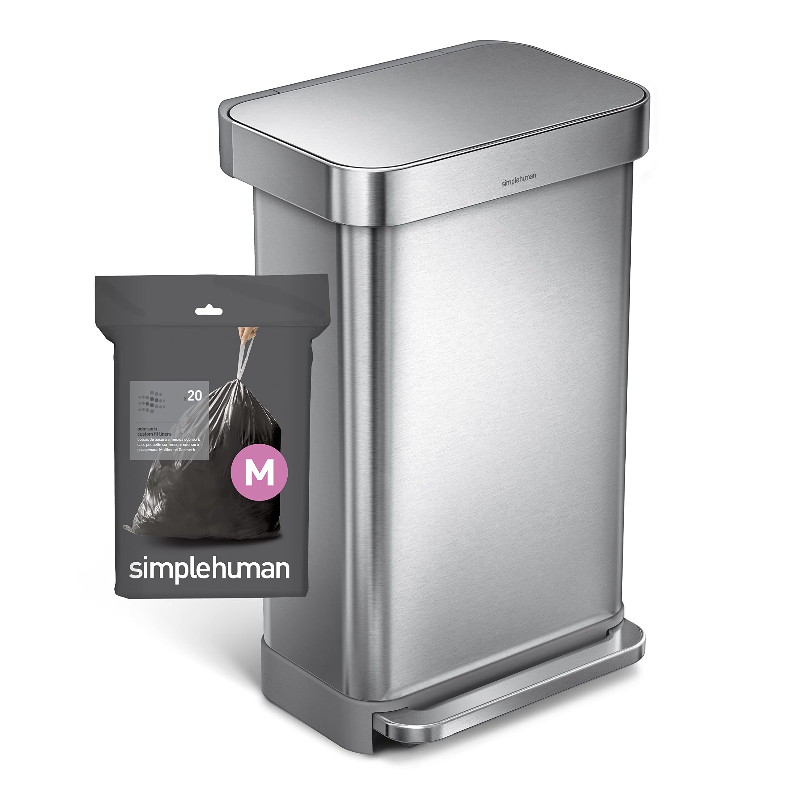 simplehuman Code M 100 Count Odorsorb Custom Fit Liners, Drawstring Odor Absorbing Trash Bags, One-by-One Mess-Free Dispense, Extra Thick & Double Seamed, 50% PCR Plastic, 45 Liter / 12 Gallon - Image 5
