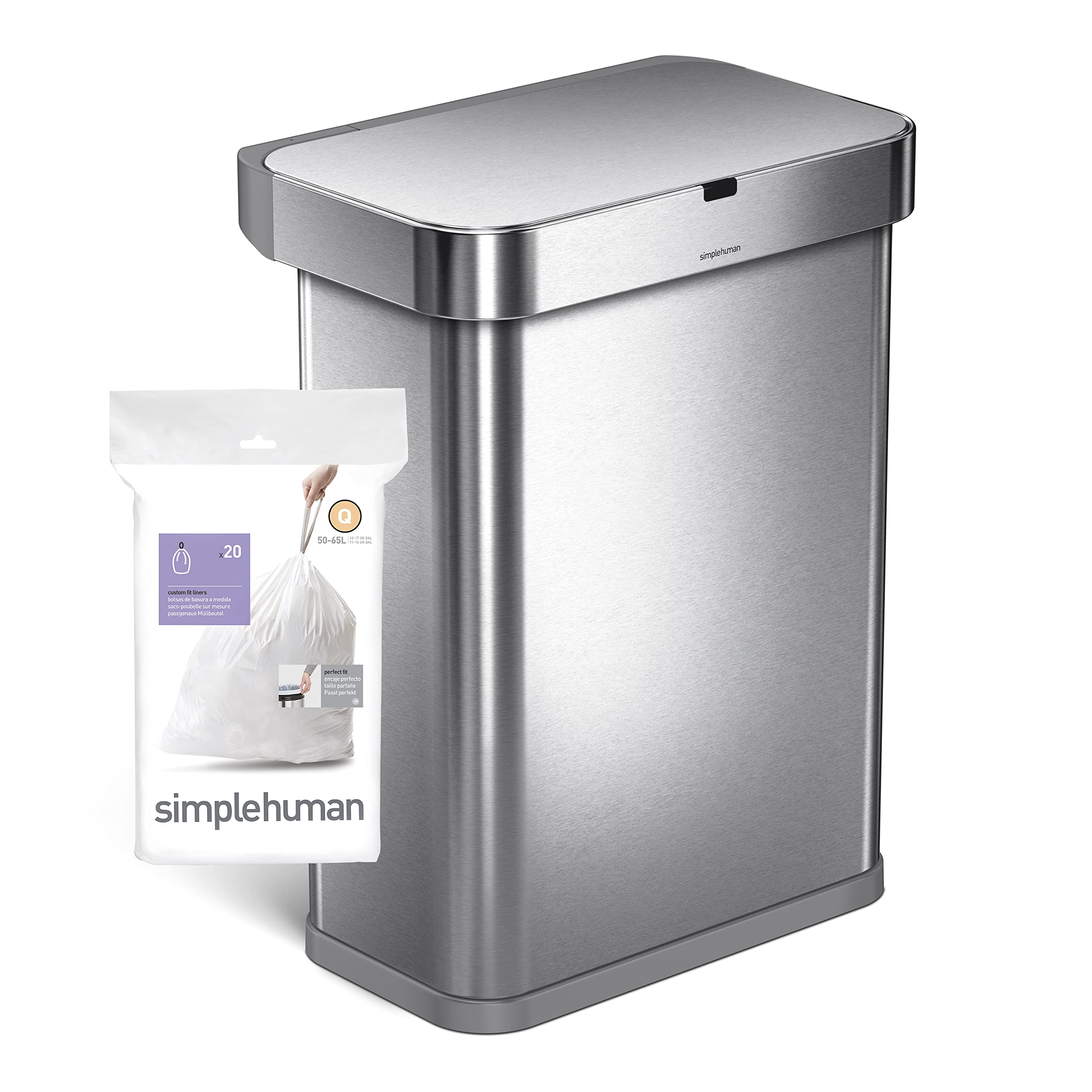 simplehuman Code Q 100 Count, Dispenser Pack Custom Fit Liners, Drawstring Trash Bags, 50-65 Liter / 13-17 Gallon, White - Image 5