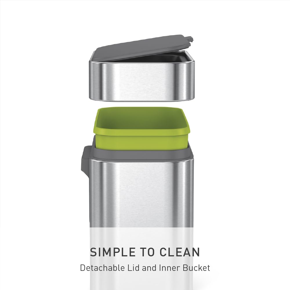 simplehuman Compost Caddy, Detachable and Countertop Bin, 4 Liter / 1.06 Gallon, Brushed Stainless Steel - Image 5