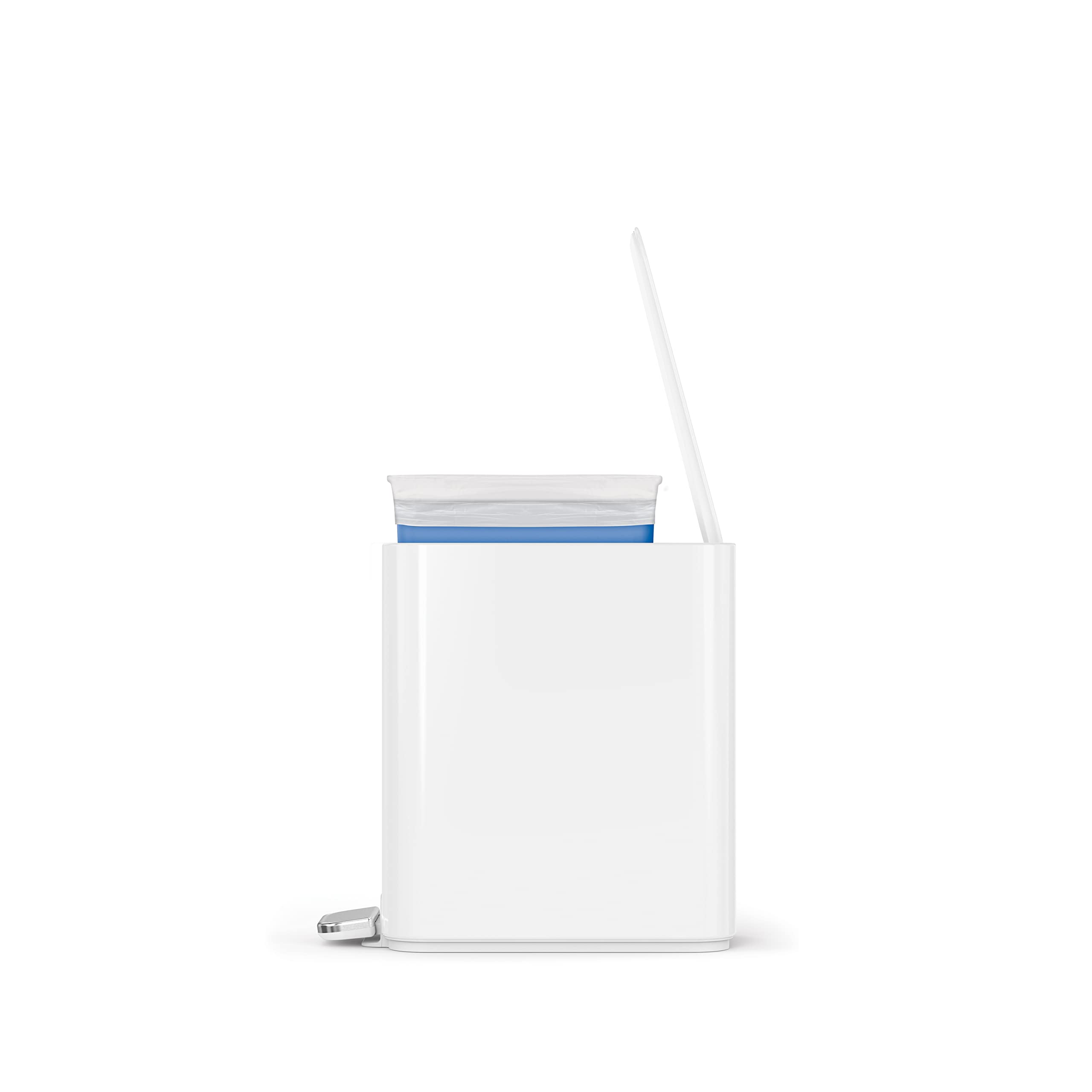 simplehuman Small Bathroom Trash Can with Lid, Stainless Steel Waste Basket, 5 Liter / 1.3 Gallon, White - Image 2