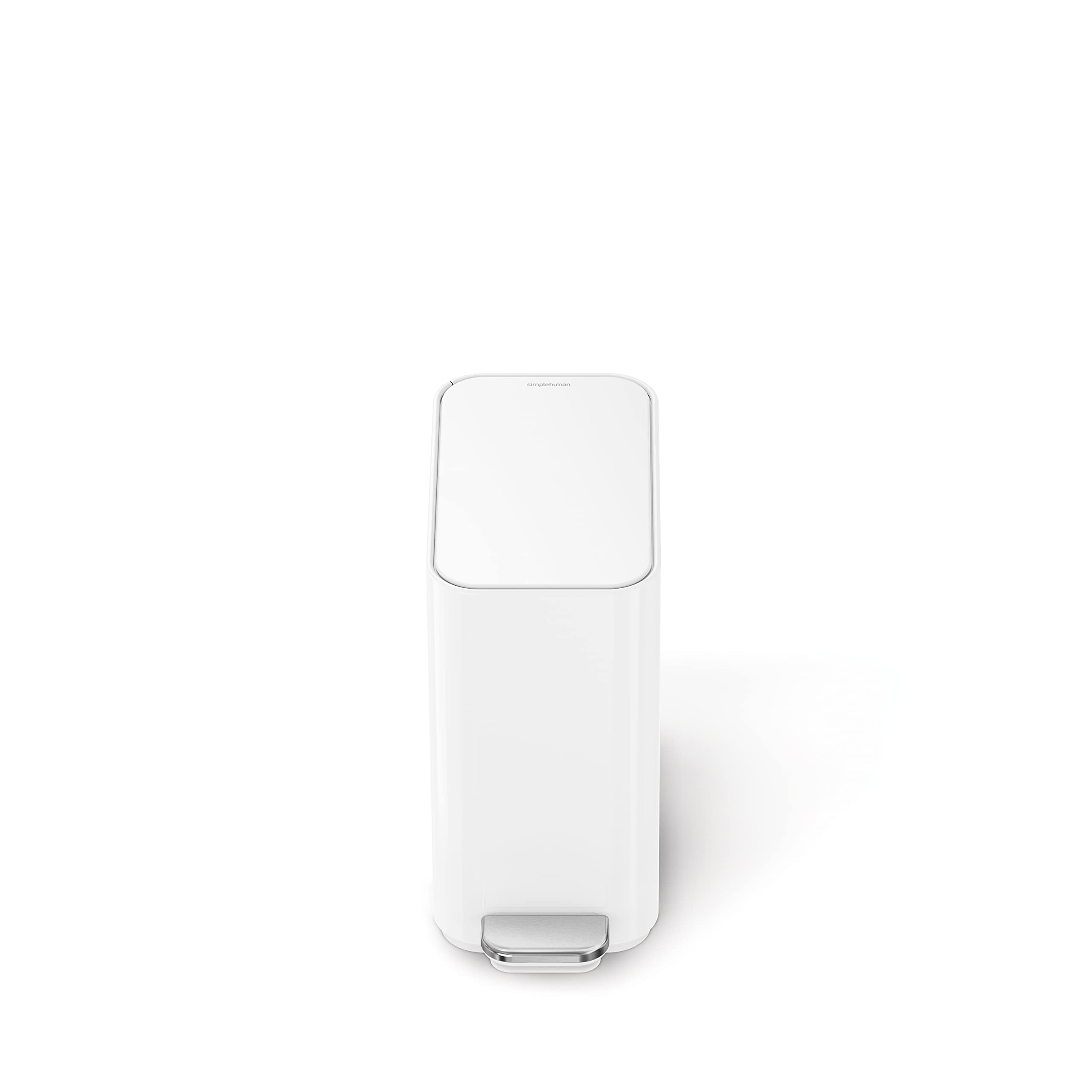 simplehuman Small Bathroom Trash Can with Lid, Stainless Steel Waste Basket, 5 Liter / 1.3 Gallon, White - Image 5
