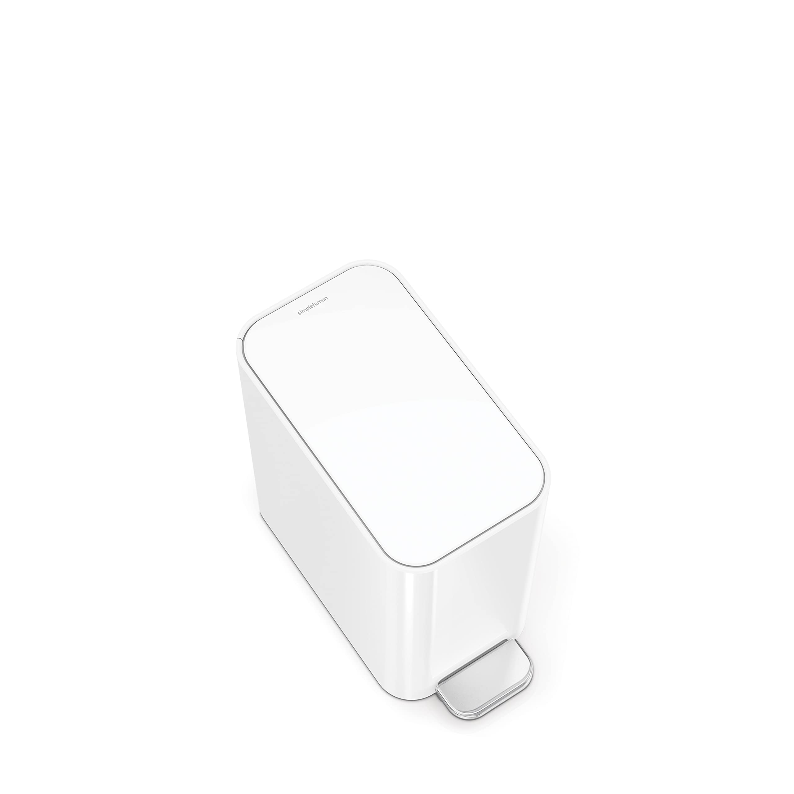 simplehuman Small Bathroom Trash Can with Lid, Stainless Steel Waste Basket, 5 Liter / 1.3 Gallon, White - Image 6