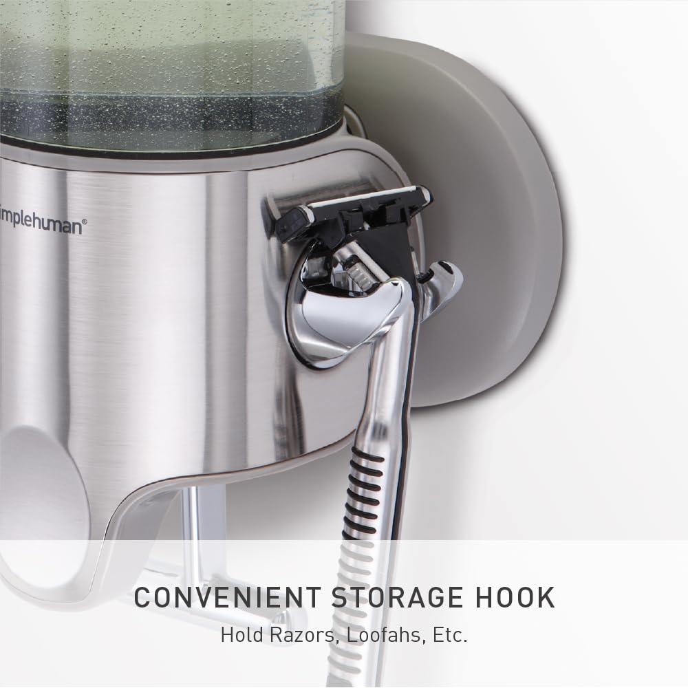 simplehuman Wall Mount Pumps, Triple 15 fl. oz. Shampoo & Soap Dispenser, Stainless Steel - Image 5
