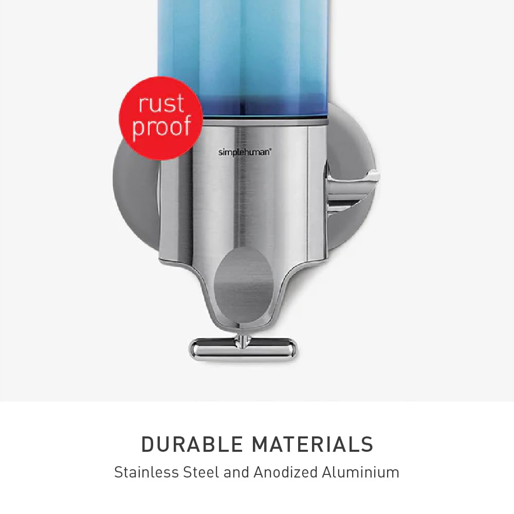 simplehuman Wall Mount Pumps, Triple 15 fl. oz. Shampoo & Soap Dispenser, Stainless Steel - Image 6