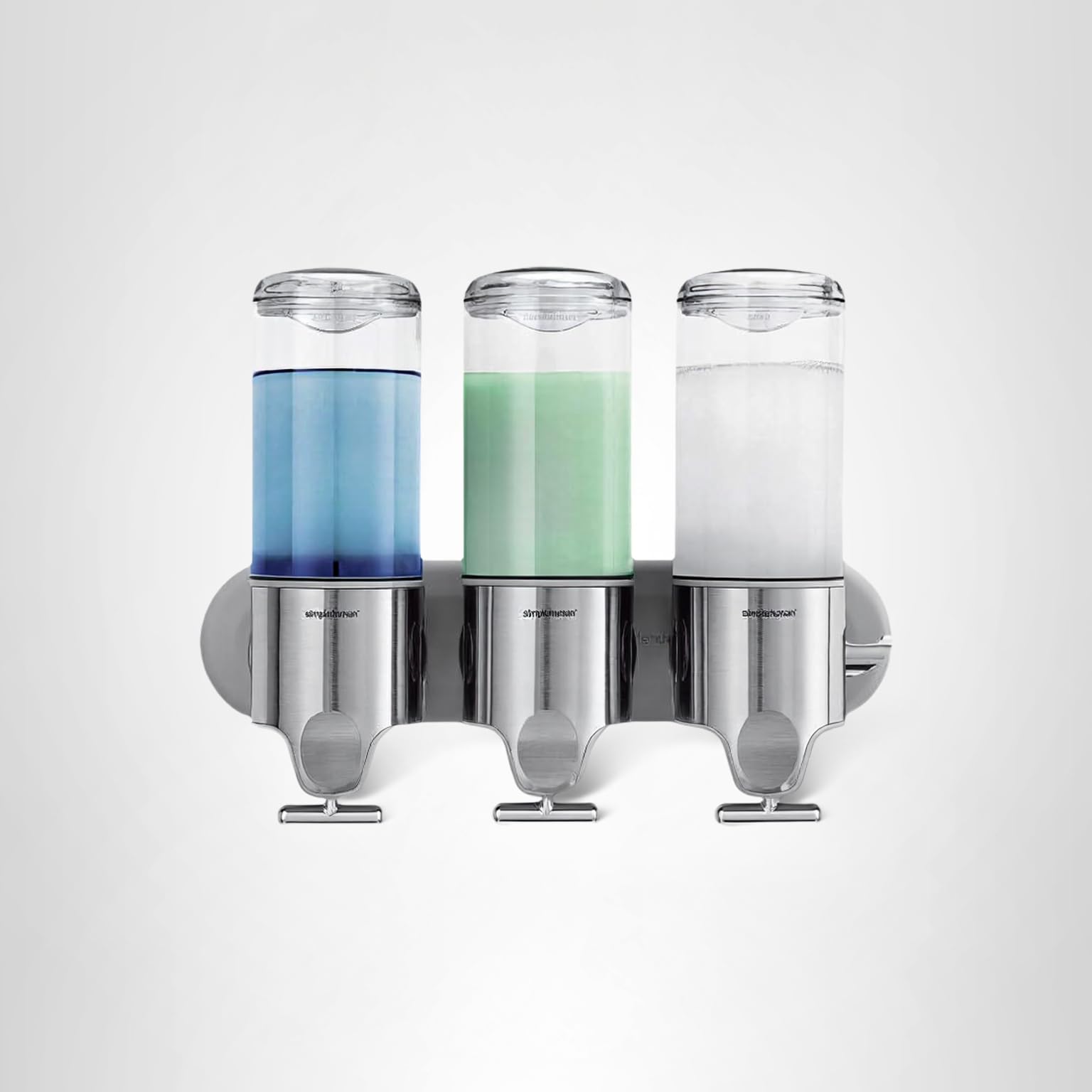 simplehuman Wall Mount Pumps, Triple 15 fl. oz. Shampoo & Soap Dispenser, Stainless Steel - Image 7